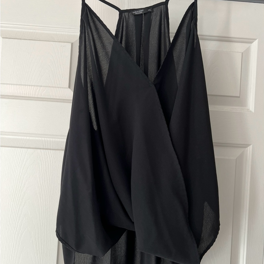 SHEIN Black Draped Tank Top